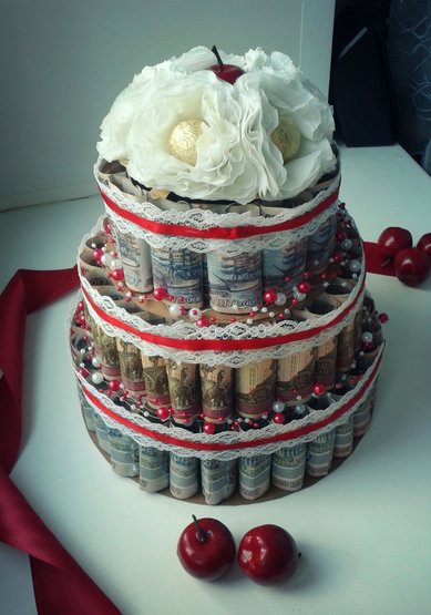 Денежный тортик А57702 - Мастерская свадебных аксессуаров и подарков АСЕНИЯ