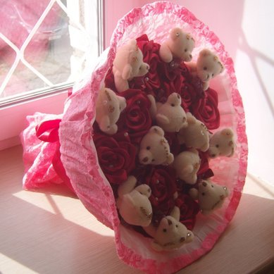 Букет из мягких игрушек А57704 - Мастерская свадебных аксессуаров и подарков АСЕНИЯ